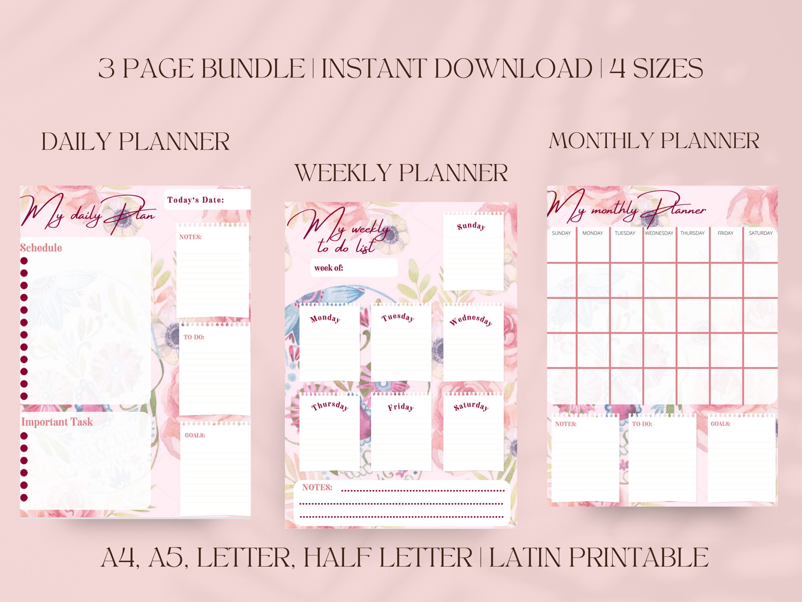 Latina Planner Undated Planner Weekly Planner Monthly Planner Latin