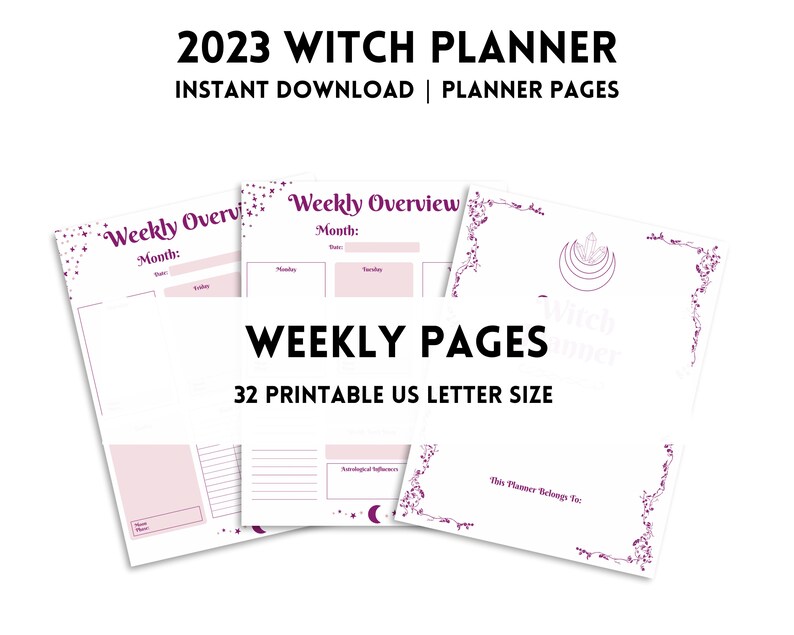 Printable 2023 Witch Planner in Plum for Daily Planning Etsy