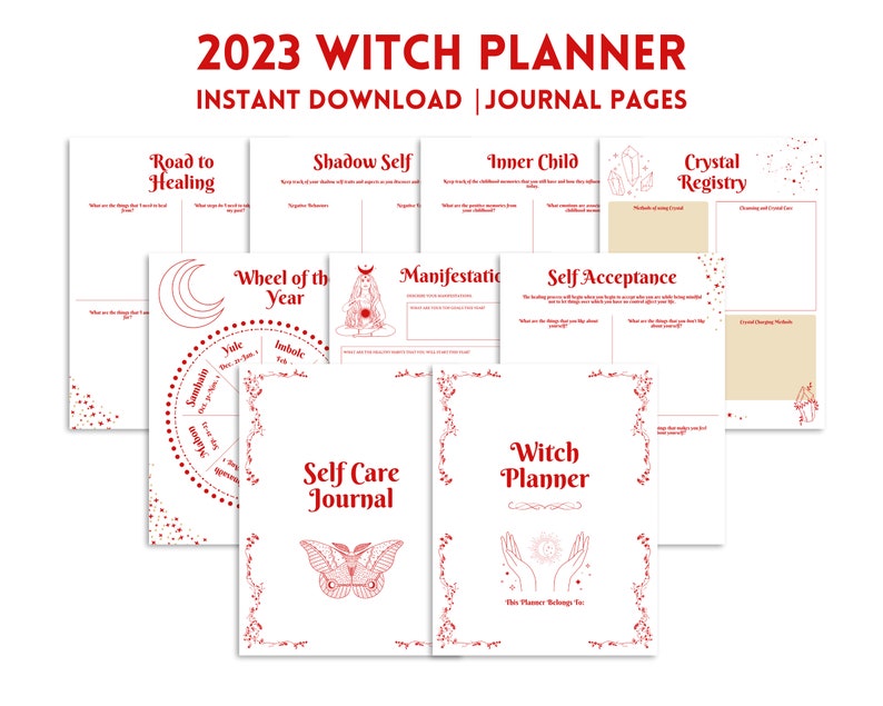 Printable 2023 Witch Planner in Red for Daily Planning Etsy