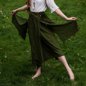 Ethereal Green Forest Pixie Skirt Woodland Fairy Asymmetrical Skirt Elven Enchantress Fantasy Costume Goth Cosplay Magical Skirt