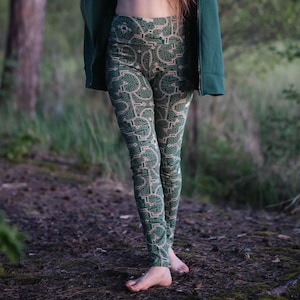 Jungle Pixie Leggings Shipibo Tribal Leggings High Waist Woman Yoga Tight Leggings Fairy Costume Hippie Psytrance Festival
