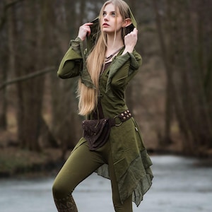 Enchanted Elven Cloak Pixie Cape Fairy Costume Forest Green Cloak Medival Dress Fairy Outfit Elf Cosplay Fantasy Halloween Costume LALUEN