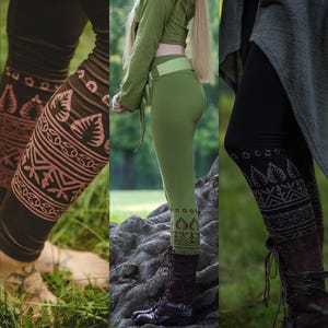 Tribal Yoga Leggings Boho Chic Traditional Handmade Indian Blockprint Pattern Leggings Psychedelic Hippie Festival Pixie Leggings MEIRA