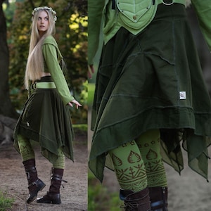 Falda midi de duendecillo de bosque mágico, disfraz de fantasía, falda de elfo, falda de hojas, falda de hada para cosplay, falda hippie psicodélica, bruja gótica ALASSE