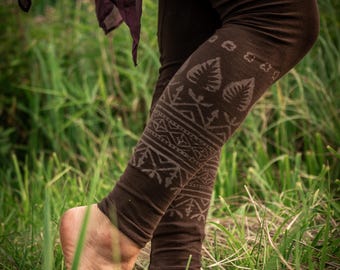 Tribal Yoga Leggings Handgemaakt India Blockprint Broek – Boho Hippie Festival Kleding – Katoen Stretch Yogabroek Unisex