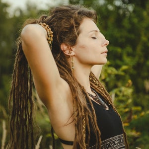 Psychedelic Yoga Top Festival Meditation Elf Unique Yoga Top with Flower of Life Green Black Brown Geometric Fairy Top Cotton Tribal Print