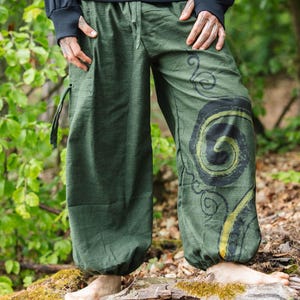 Pantalones harén hippies 2 en 1 largos y cortos, pantalones de yoga Alibaba, pantalones harén tailandeses psicodélicos para festivales, pantalones unisex de talla grande, hippie Alibaba SPIRALIS