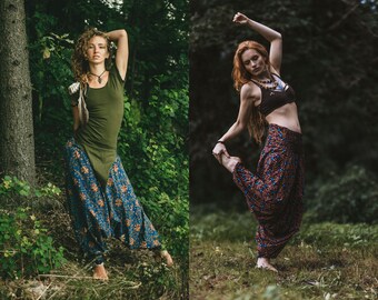 Frau Haremshose Natur Baumwolle Handblock bedruckt Harems Yoga Festival Alibaba Hose Hippie Unisex Naturhose