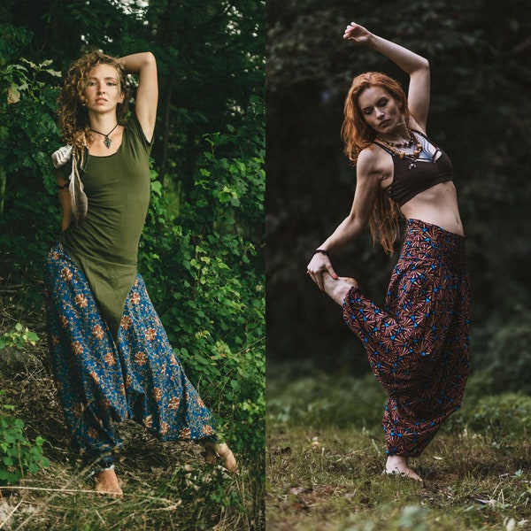 Frau Haremshose Natur Baumwolle Handblock bedruckt Harems Yoga Festival Alibaba Hose Hippie Unisex Naturhose