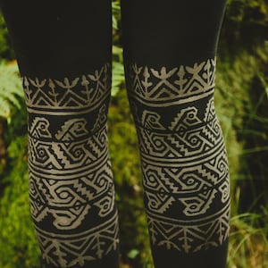 Tribal Yoga Leggings Boho Chic Traditionelle handgemachte indische Blockprint Muster Leggings Psychedelic Hippie Festival Pixie Leggings Bild 8