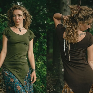 Pixie Fairy Top Elven Shortsleeve Stretchable Top Hippie Psychedelic Festival Yoga