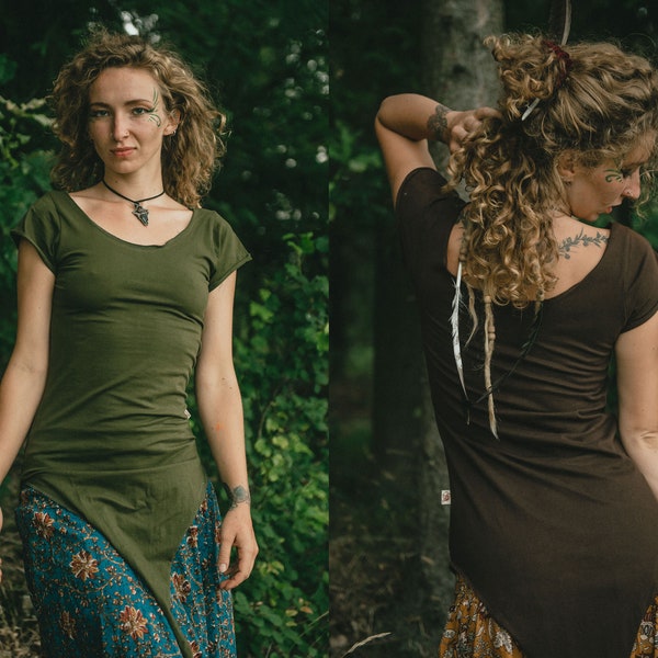 Pixie Fairy Top Elven Shortsleeve Extensible Top Hippie Psychédélique Festival Yoga