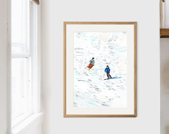 Skiing Downhill Digital Download Art Print