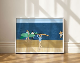 Beach Babes Coastal Digital Download Art Print