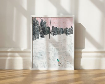 Skiing Downhill Digital Download Art Print