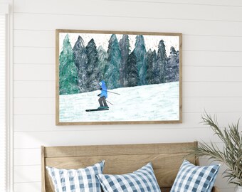 Skiing Downhill Digital Download Art Print