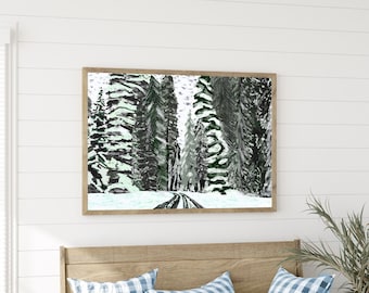 Skiing Downhill Digital Download Art Print