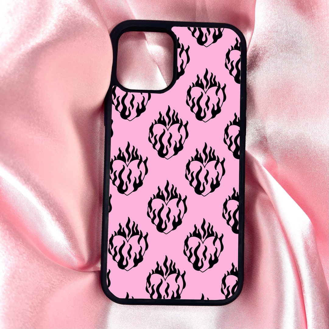 Flaming Hearts Phone Case Y2K Phone Case Aesthetic Phone Case Etsy