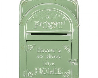 Clayre & Eef mailbox green metal wall mailbox 26 cm x 9 cm x 39 cm