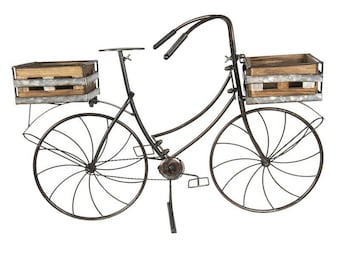 Clayre & Eef Fahrrad-Blumenhalter Eisen braun Fahrrad Gartendeko 85x30x58 cm