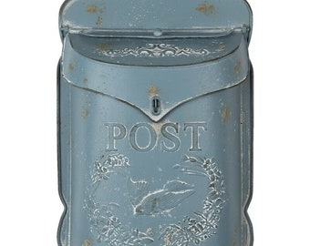 Clayre & Eef mailbox blue made of metal wall mailbox 26 cm x 8 cm x 39 cm