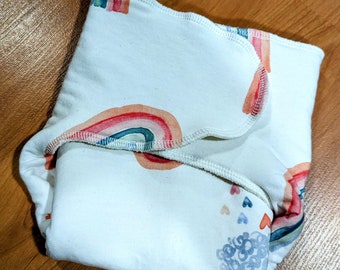 Rainbow hearts Preflat Diaper