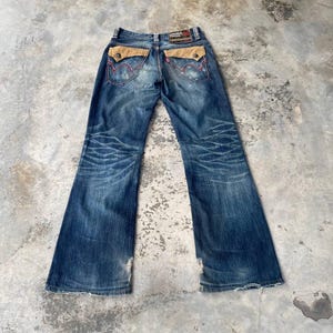 WYŁĄCZNIE W STYLU VINTAGE EDWIN Japońskie rozkloszowane dżinsy typu boot cut, zniszczone, brudne dżinsy/Dół dzwony/Rozkloszowane dżinsy/Tornado Mart/Duży rozkloszowane dżinsy/Vintage Jeans