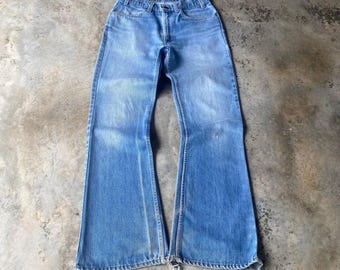 RARO LEVIS 646 NARANJA DE LOS AÑOS 70 Etiqueta Acampanada Bootcut Dobladillo Deshilachado Levis Lightwash Botón Estampado #8 W30x31"/Levis Bottom Bell/Levis Distressed Bootcut