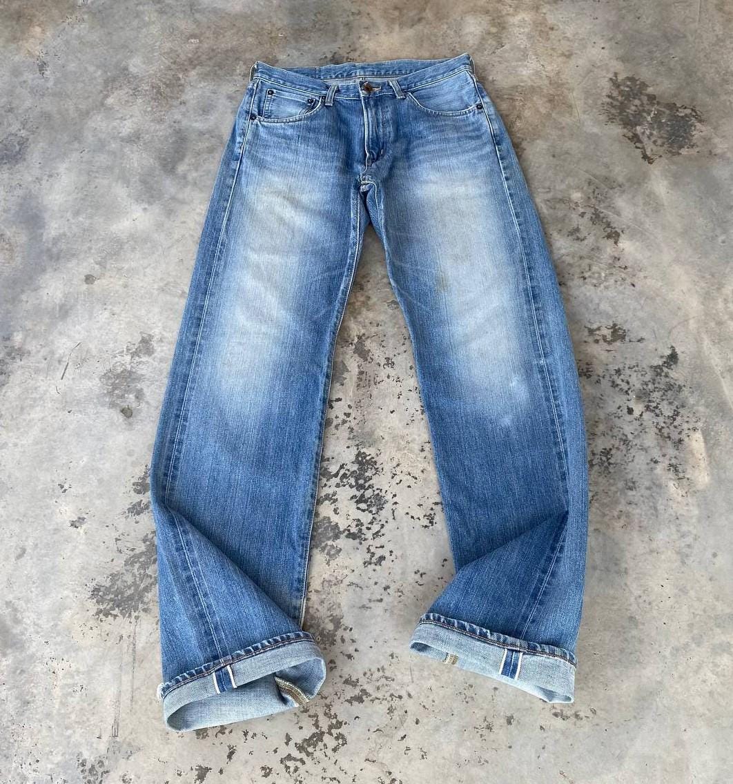Vintage 90s Edwin 505X Selvedge Denim Grunge Faded Made in Japan Size 29x34 Light Wash Straight Leg Clawmark Honeycombs/Vintage Denim Rocker
