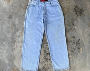Vintage 90s Levis Silvertab Baggy Light Wash Denim Distressed Wide