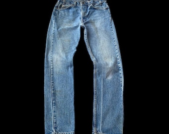 VINTAGE LEVIS DENIM 1994 Levis 505 Orange Tag Levis Blue Faded Wash Dirty Regular Fit W32x31.5"/Levis Vintage Denim/Distressed Levis Jean