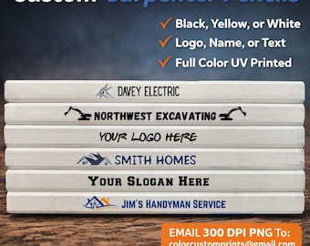 Custom Carpenter Pencils | Personalized Logo Pencils | UV Printed Contractor Pencil | Promotional Tool Gift