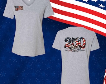 250th Anniversary of America Shirt, America 250 Years of Freedom Tee, Patriotic V Neck Shirt