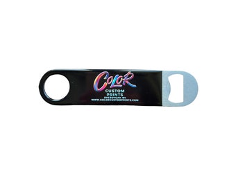 Custom UV Printed 7-Inch Stainless Steel Bottle Opener | Bar Tool Logo Design