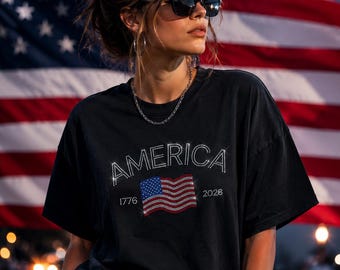 America 250 Years Bella Canvas Relaxed Tee | Patriotic Spangle USA Shirt
