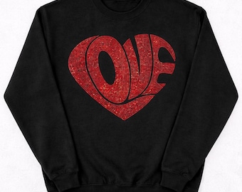 Retro Sequin Heart T-Shirt | Valentine's Day Sparkle