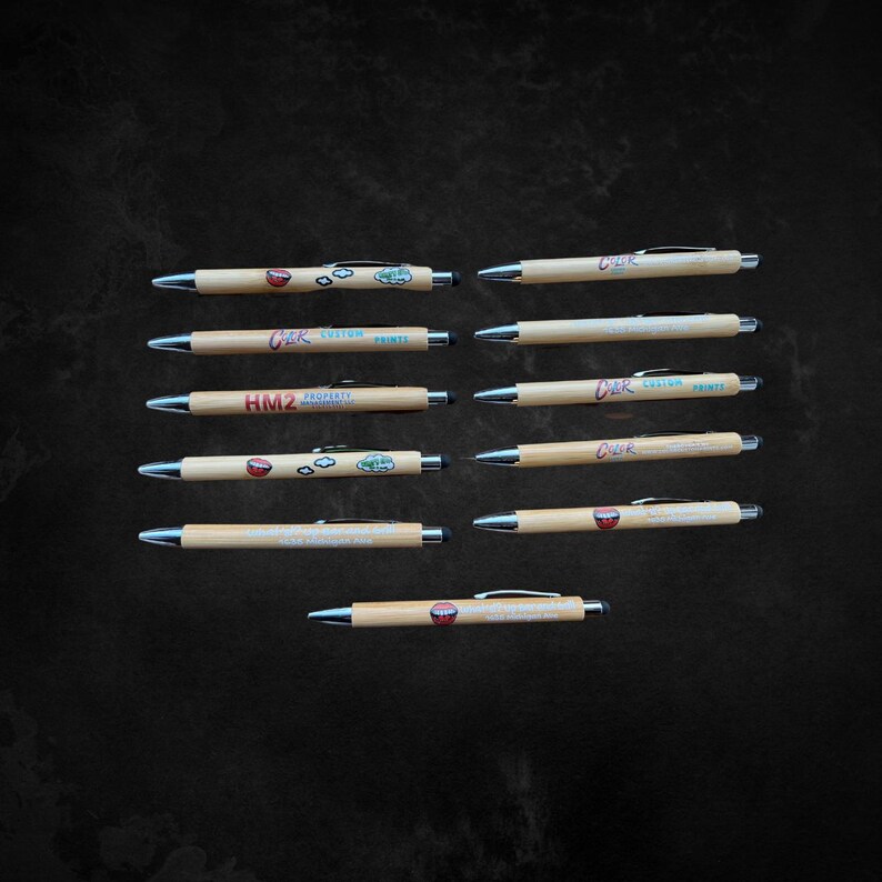 Custom Printed Bamboo Pens: Company Logo, Wedding Favors - Etsy