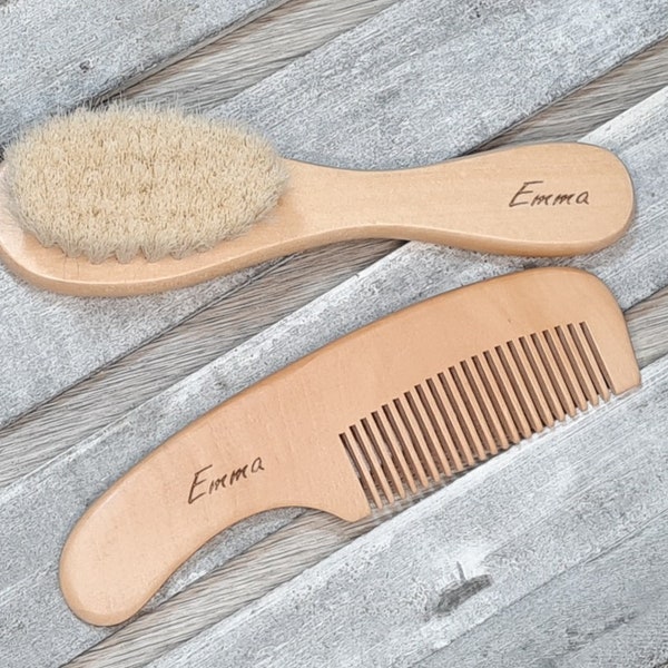 Personalized baby brush and comb set