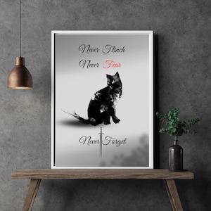 NeverNight inspirierte digitale Wandkunst Never Flinch, Never Fear, Never Forget. Mr Kindly Prints