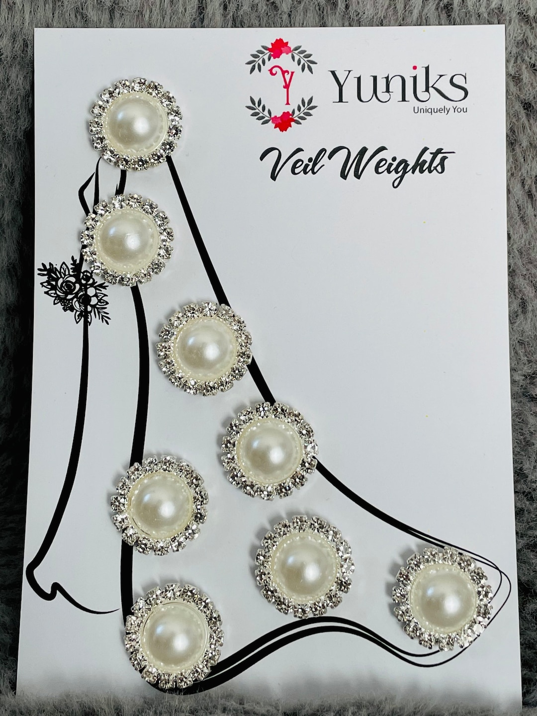 Veil Weights Set of 6 Pearl and Rhinestone Bridal Veil Etsy