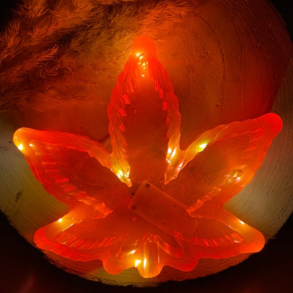 Personalisierter Aschenbecher mit LEDs aus Resin/Weed Blatt Aschenbecher/Cannabis Aschenbecher/Resinaschenbecher/Geschenk/Geschenkidee