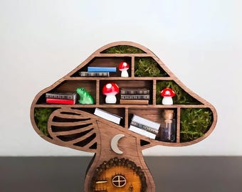 Mushroom Book Nook: Encantadora escena de jardín de hadas en miniatura de Booknook