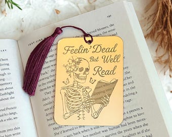 Marcapáginas de esqueleto personalizado: regalo romántico gótico para amantes de los libros con borla