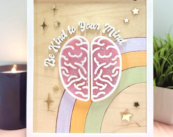 Decoración para consultorio de terapia: "Sé amable con tu mente" - Hecho a mano