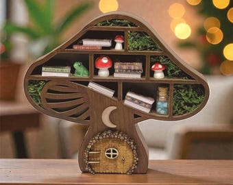 Rincón de lectura estilo cottagecore con forma de seta y puerta de hadas / Decoración caprichosa / Rincón de lectura completamente ensamblado