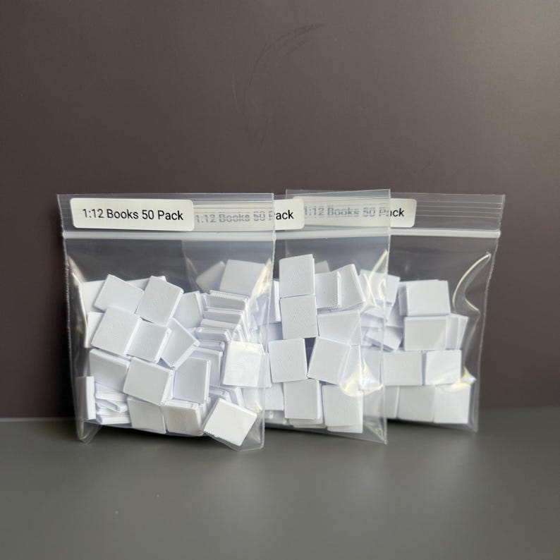 1:12 Scale Blank Books – 3D Printed Dollhouse Library Decor, Miniature Scenes image 3