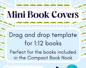 Plantilla de Canva para portadas de minilibros para rincones de lectura y casas de muñecas. Libros en miniatura imprimibles, decoración artesanal y decoración del hogar.