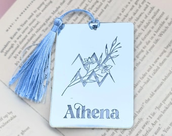 Personalized Zodiac Birth Month with Name Bookmark: Celestial  Astrology Gift for Book Lover
