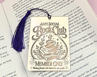 Marcapáginas personalizado para club de lectura antisocial: Regalo para amantes de los libros introvertidos