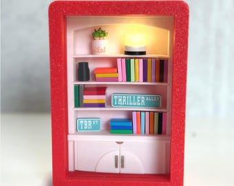 Kit de mini estantería rojo cereza: Decoración DIY para tu rincón de lectura